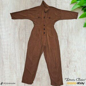 Blossom Corduroy Full Sleeve Chocolate Brown Jumpsuit Cotton Women’s Small